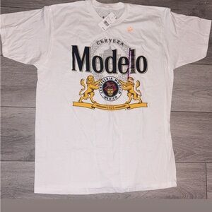 Modelo Beer Cerveza Men’s Shirt  Short Sleeved White New W Tags Size XL